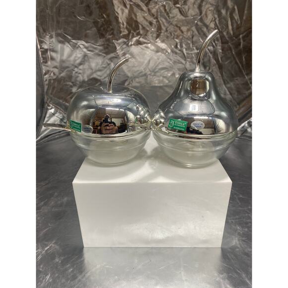 Towle Silverplate Pear and Apple Serving Jam Dish Bowl Set - Picture 1 of 4
